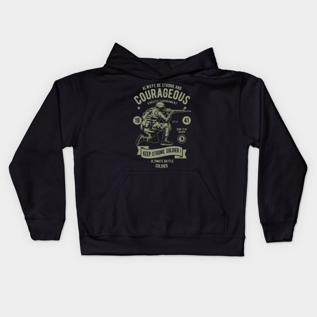 courageous soldier Kids Hoodie by Tshirt lover 1